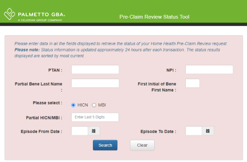 Pre-Claim Review Status Tool